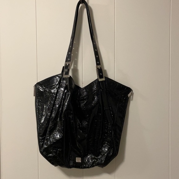 Kooba Glossy Black Tote with Silver Accents - Picture 3 of 8